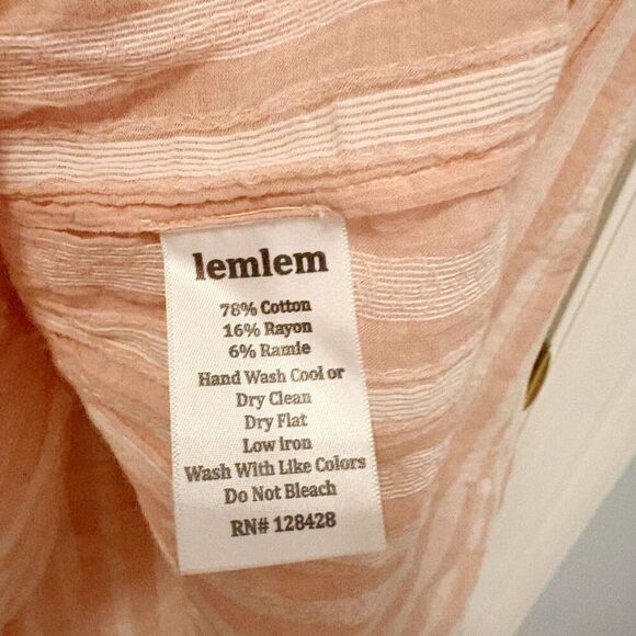 Lemlem Pink Stripe Dress Linen Blend Size Small - Picture 5 of 6